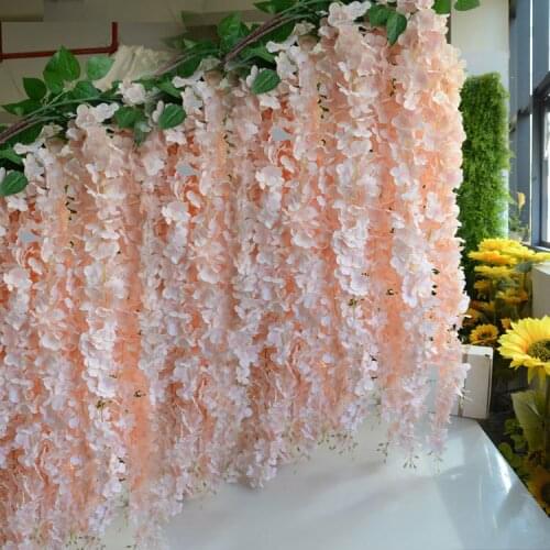 Light Pink Wisteria Garland 70" Hanging Flowers For Outdoor Wedding Ceremony Decor Silk Wisteria Vine Wedding Arch Floral Decor