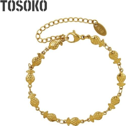 TOSOKO Stainless Steel Jewelry Cute Little Fish Bracelet Female Fashion Sweet Bracelet BSE255