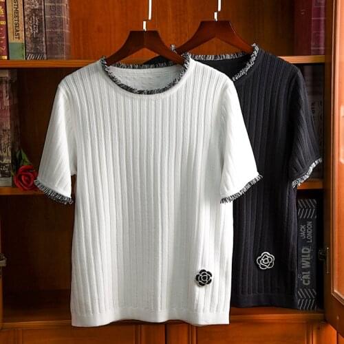 Fashion Womens elegant Knitted T-shirts High quality tassles women knit Tee tops C193
