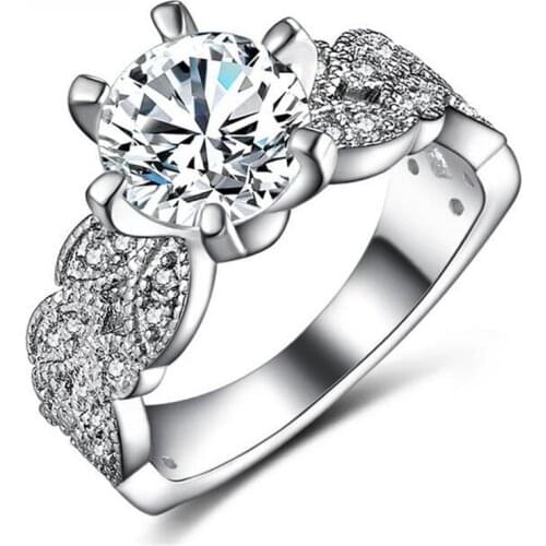 Fashion Jewelry Silver Ring For Women Cubic Zirconia Stone Ladies Ring 925 Sterling Silver Party Romantic Wedding Rings #085