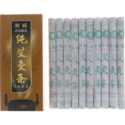 10Pcs/box Chinese Smokeless Moxibustion Stick Pure Moxa Roll Moxa Stick Moxibustion Rollers Bars Navel Smoked Therapy