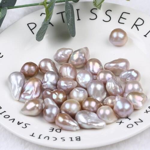 14-15mm Purple Irregular Shape Loose Bead Natural Freshwater Baroque Pearl No Hole For Jewelry Making