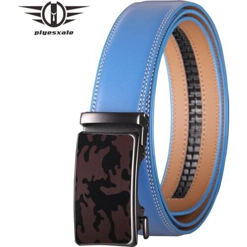 2021 Genuine Leather Belts For Men Luxury Designer Brand Blue Western Automatic Buckle Belt Male Casual Dress Luxe Homme B357