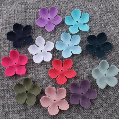 35pcs/Lot Chiffon Leaf Flower Piece Handmade DIY4.7Cm Leaf Flower Piece Styling Accessories
