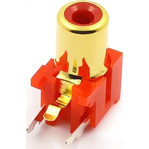 5pcs-100pcs Red RCA Plug Three-pin Single Hole Audio and Video Connector AV Head AV Jack Gold-plated