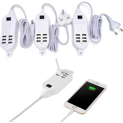 6 USB Ports Phone Charger HUB 25W 5A Desktop EU/US Plug Wall Socket Charging Extension Socket Power Adapter For iPhone