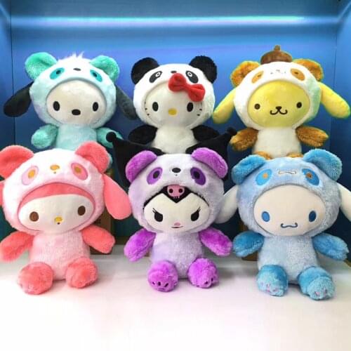 6pcs/set kawaii Cartoon My Melody Kitty Cinnamoroll PC Dog Plush Anime Cute Doll For Kids Toys Birthday Gift