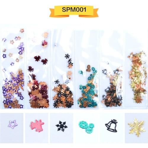 600Pcs/Pack Christmas Nail Pieces Rhinestones 3D Metallic Snowflake Decals Metal Tree Santa Bell Nail Flakes Slices Nail Supply