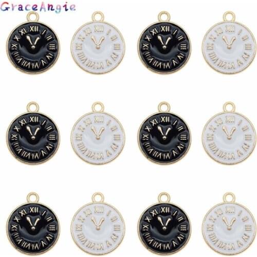 8PCS Enamel Clock Charms For Earrings Necklace Keychain Pendants Jewelry Findings Handmade Craft DIY Bangle Bracelet Dec 17*14mm