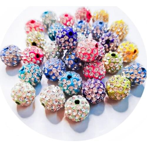 Free Shipping! Good Quality 10mm Polymer Clay with colorful Rhinestone Crystal Ball Beads Diy jewellery
