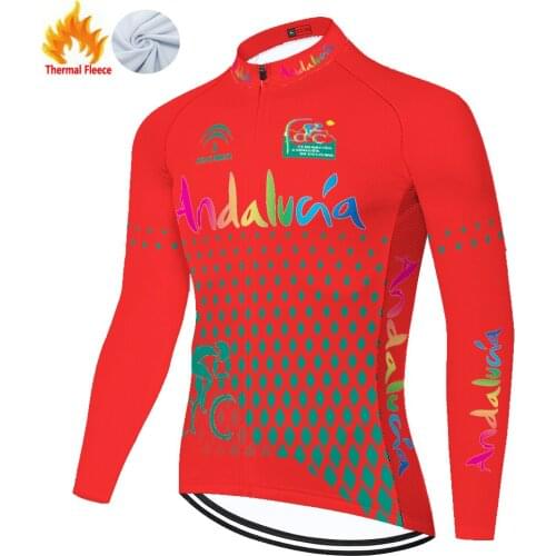 Andalucia Winter Thermal Fleece Time Maglia Uomo Chaqueta Mayots Jersey Masculino Hombre Maillot Cyclisme Homme Maillot Ciclismo