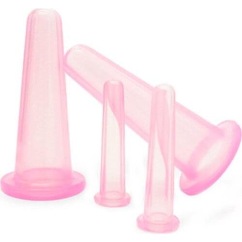 4Pcs Anti Cellulite Natural Silicone Gel Facial Massage Cup Body Face Therapy Vacuum Massage suction Cups Pain Relief Roller