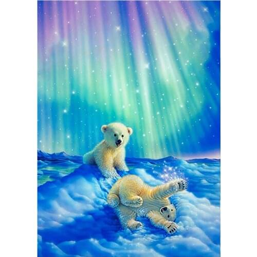 Aurora Borealis Bear Diamond Painting Animal Scenic Round Full Drill Nouveaute DIY Mosaic Embroidery 5D Cross Stitch Home Decor