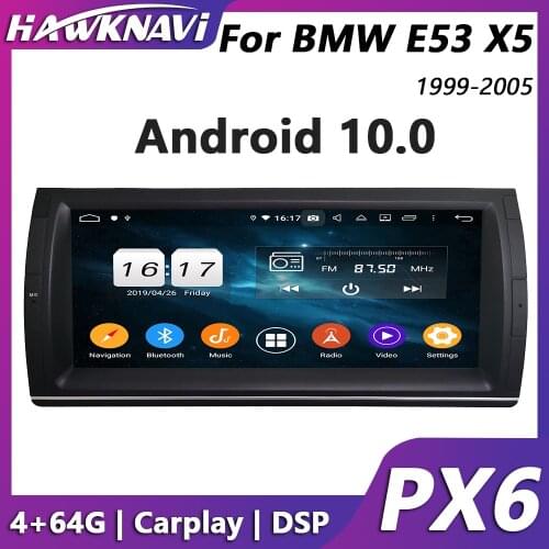 Hawknavi 10.25" Android 10.0 Car Stereo Receiver For BMW E53 X5 with GPS Radio Audio Navigation PX6 DSP Headunit Carplay