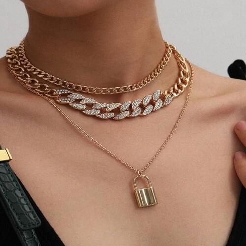 Bohemian national style Cuban thick chain multilayer necklace 2020 fashion net red jewelry gift for girls