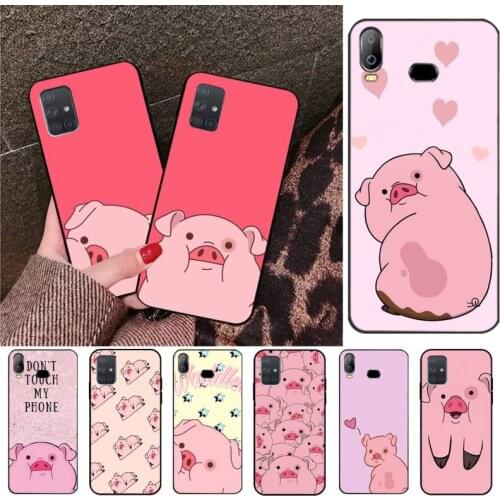 CUTEWANAN Cute PINK Kawai Pig Soft Silicone TPU Phone Cover For Samsung A10 A20 A30 A40 A50 A70 A80 A71 A51 A6 A8 2018