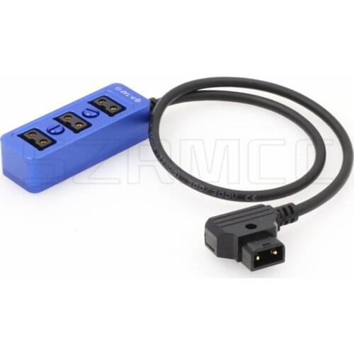 D-tap Male to 3 Port P-tap Hub Metal Splitter Power Cable with Screw Holes for ARRI RED Cameras accesories (Blue)