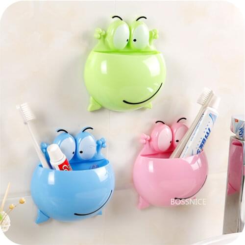 Cute Frog Toothbrush Holder Bathroom Accessory Wall-mounted Suction Cup Shower Holder Suction Cup Toothbrush Holder Hook Holder