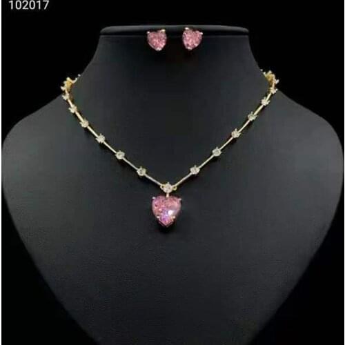 Funmode Hot sale Pink Heart Shape Small Jewelry Sets Bridal Dubai Full Jewelry Set For Women Wedding Party Accessories FS201