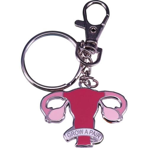 Grow A Pair Ovaries Feminist Keychain Women Uterus Keyring Backpack Decor Accessories 2021