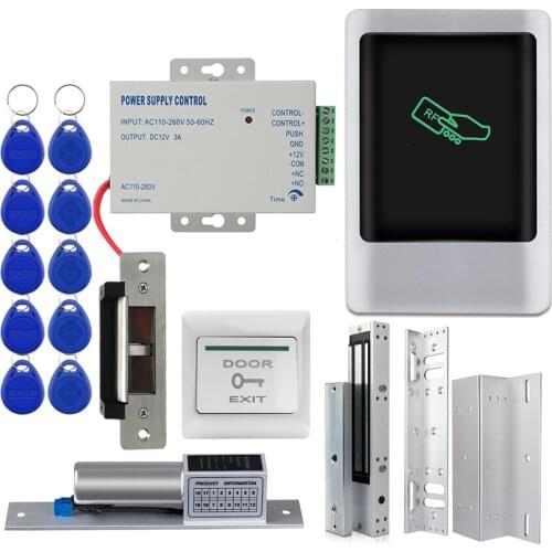 IP68 Waterproof REID Card Access Control System Kit Controller Electronic Door Lock Power Supply 125KHz ID Keyfobs Tags