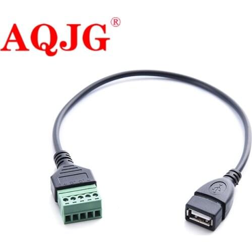 USB female screw terminal wiring usb2.0 female seat solderless plug data signal transmission charging adapter cable