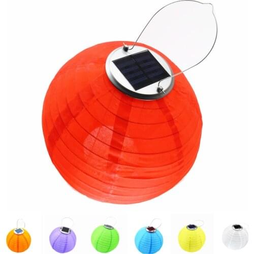 LED Lantern For Outdoor Decoration Chinese Balls Solar Powered Lantern Party Decoration Nylon Waterproof Lantern Auto On
