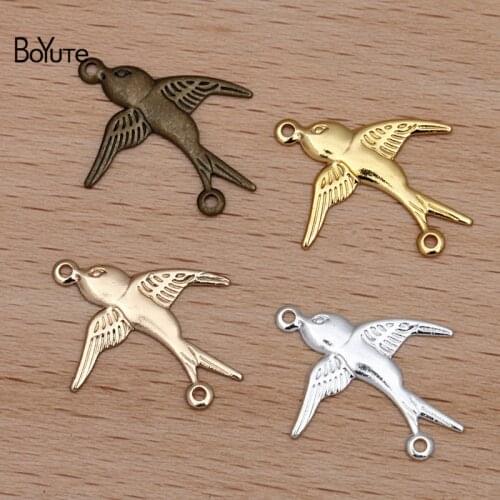BoYuTe (100 Pieces/Lot) 17*20MM Metal Brass Bird Shape Connector Charms Diy Handmade Jewelry Making Materials