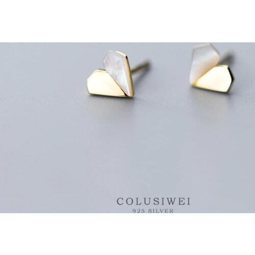Colusiwei Minimalist Shell Heart Earrings for Women Stylish Gold Color Stud Earring Korean Authentic 925 Sterling Silver Jewelry