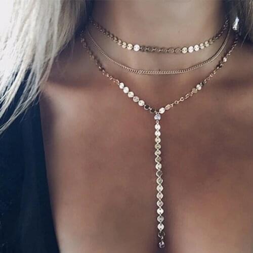 HebeDeer Multilayer Chain Trendy Girl Necklace Women Silver Color Bohemia Zinc Women Necklaces Jewelry Lady Collares
