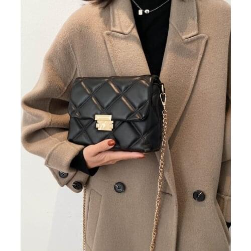 Fashion Diamond Lattice Chain Messenger Bag For Women Spring Summer Lady Quilted Flap Shoulder Bag All-match Small Square Bag