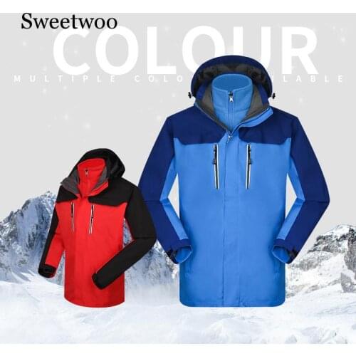 Men Winter Jacket Heated Jacket Softshell Waterproof Removable Two-piece Feather Fleece Liner Warm Women Camping Hiking Jacket