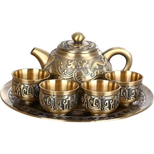 Tea Decanter Set With Cups And Serving Tray Wine Accessory Luxurious Gift Craftsmanship Set