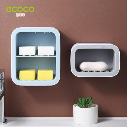 QD Soap Rack No Drilling Wall Mounted Double Layer Soap Holder Soap Sponge Dish Bathroom Accessories Soap Dishes Self Adhesive