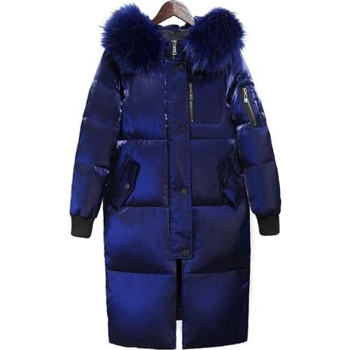 New Listing Winter Women Large Size Down Jacket Female Long Hooded Big Fur Collar Down Jacket Coat Womens Thick Warm Outerwear