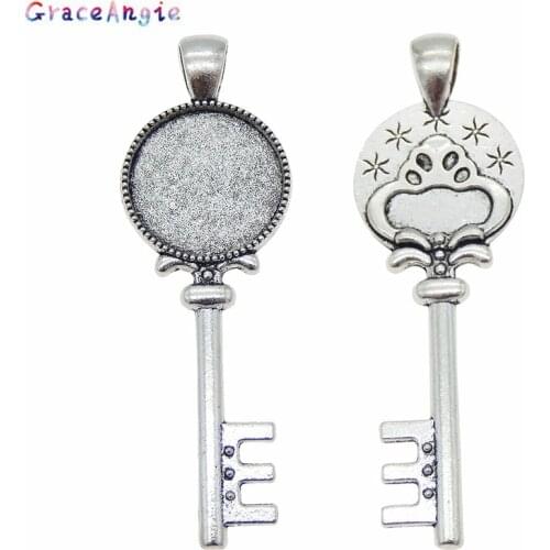 6Set Inner 18mm Animal key Setting Tray Blank Necklace Pendant with Glass Cover Cabochon Round Cabochon Base Setting DIY Charms