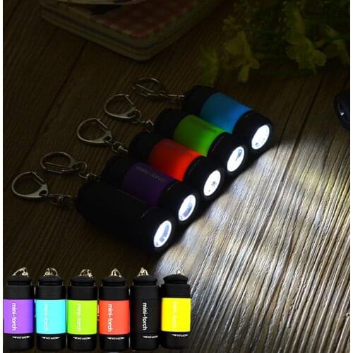 Portable Mini-torch Light Keychain USB Rechargeable Pocket Flashlight Light Lamp Ultra Bright Multicolor Hiking Camping Lamp