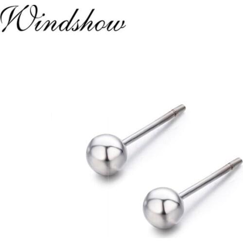 2mm-5mm Cute 925 Sterling Silver Small Round Ball Stud Earrings For Women Men Girls Kids Child Baby Body piercing jewelry Aros