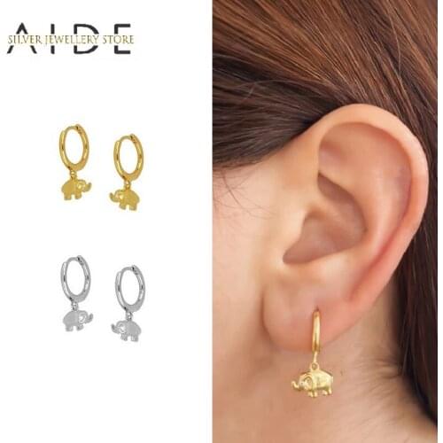 AIDE Funny Pig pendientes Hoop Earrings for Women Cute Small Piggy Pierced 925 Sterling Silver Earings Fine Jewelry kolczyki