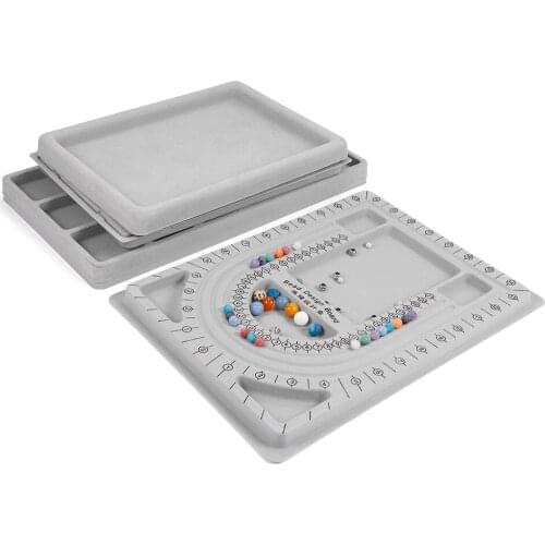 1pcs Gray Flock Beads Tray Design Boards Kit Measurement Compartment Beads Beading Jewelry Making Craft Tools Accessories
