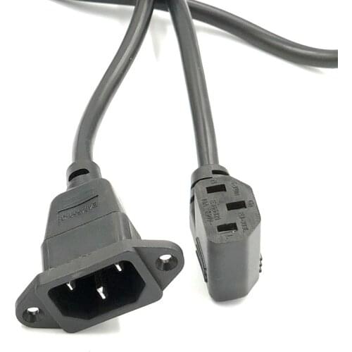 IEC320 C14 to C13 Extension Cable Cord C14 with screw holes and C13 Angled 60cm H05VV-F 3G 0.75MM