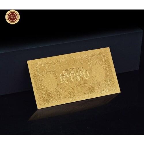 WR Home Decorative 24k Gold Banknote Italia Lire 10000 Banknotes Gold Foil Banknote Commemorative Art Crafts Original Size