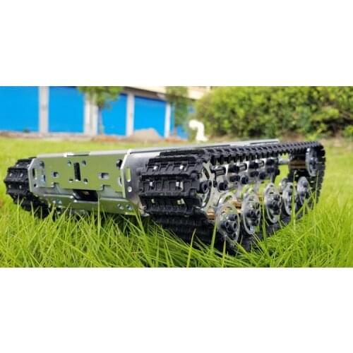 WiFi RC Tank Chassis Robot Stainless Steel Tank Truck Intelligent Robot Chassis Metal Crawler with Shock Absorber for Model Toy