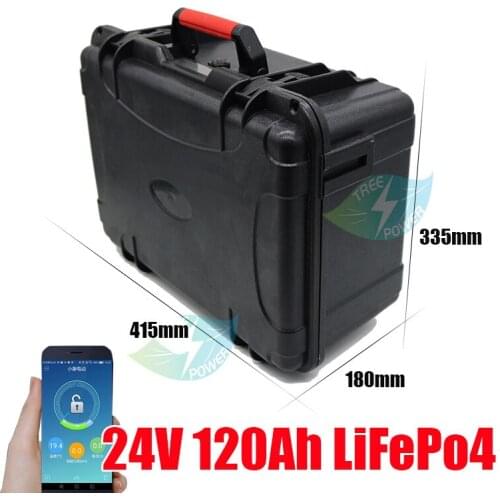 Lifepo4 24v 120AH lithium battery BMS 2000W for RV AGV Air conditioner heater Solar energy storage + 10A charger