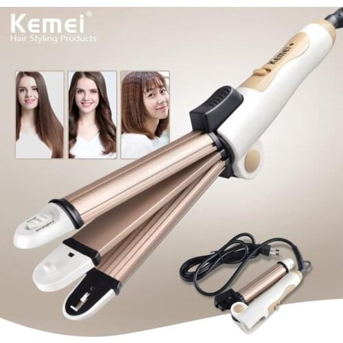 Kemei KM-8851 3 In 1 Multifunction Hair Straightener Hair Curler Ceramic Coating Foldable Hair Curling Iron Hair Styler