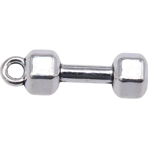 WYSIWYG 10pcs 21x6x6mm Barbell Dumbbell Weight Gym Charm Charms For Jewelry Making Dumbbell Charms Charm Dumbbell