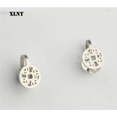 XLNT Round Coin Classic Design AAA CZ Crystal Wedding Stud Earrings for Women Gift