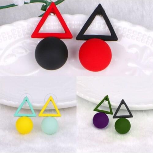 Y166 Fashion Jewelry Big Long Acrylic Black White Triangle Studs Earrings For Women