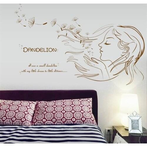 Vivid Simple style blowing dandelion girl wall sticker living room bedroom background decoration wall stickers for kids rooms
