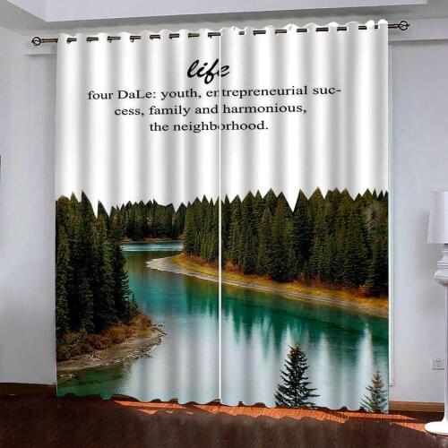 Nature scenery curtains blue lake 3d curtains Customized 3d curtains new window balcony thickened windshield blackout curtains